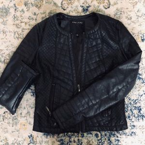 Pleated leather jacket